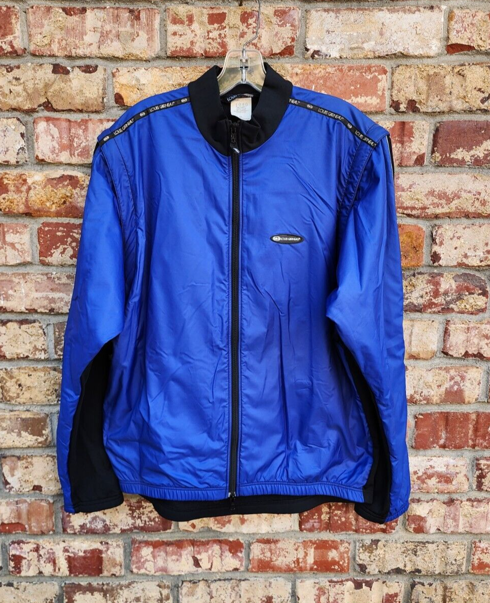 vtg louis garneau mens large winter cycling jacket blue black zip