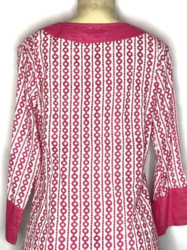BRAND NEW GRETCHEN SCOTT DESIGNS PINK WHITE PRINT COTTON TUNIC SIZE MED - Picture 3 of 3