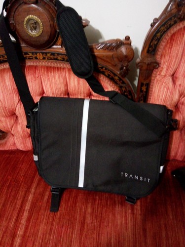 TransIt Metro Pannier Messenger Bag Black Reflective Striping padded Pockets - Picture 19 of 24