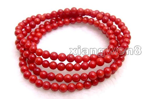 Pulsera redonda de coral rojo natural de 5-6 mm para mujer con collar largo joyería de 30 - Imagen 6 de 9