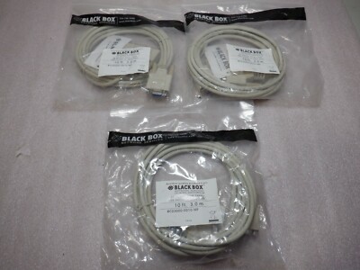 BLACKBOX AT MODEM CABLE DB9 FEMALE TO DB25 MALE 10 FT LOT OF 3