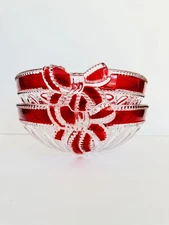 2 Lrg Mikasa Christmas Crystal Serving Bowls Ruby Ribbon Celebrations Collection
