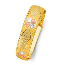 NEW 14K TRI COLOR GOLD 13MM ADJUSTABLE BANGLE