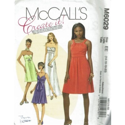 McCalls Sewing Pattern 6029 Dress Semi Formal Misses Size 14-20 | eBay