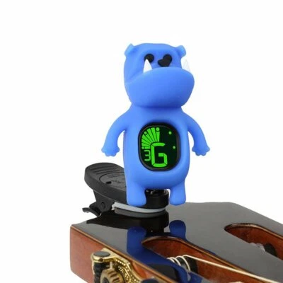 Tuner Clip-On Chromatic, Bass, Guitar, Violin, Ukulele, Cartoon Bulldog BLUE