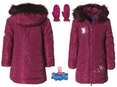 Peppa Pig warme Winterjacke Wintermantel Handschuhe Jacke Disney