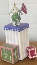 Flavia Box with Bunny Joy Christmas Hanging Ornament Mint in Box New 3½ inches