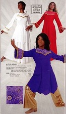 Bell Sleeve Praise Top Velvet and Gold Trim Liturgical Dance ch/adlt