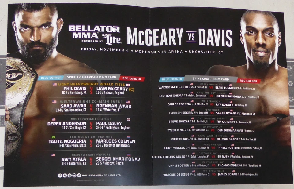 Ed Ruth Signed Bellator 163 MMA Pro Debut Fight Event Program BAS COA Fab Five - Image 3 of 4