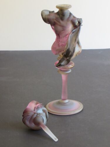 Kunstglas große Parfümflasche mit Stopfen handgefertigte abstrakte Figur einer Frau - Bild 7 von 10