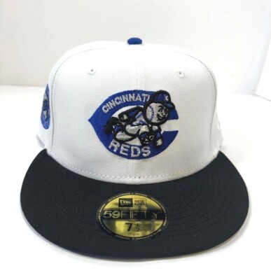 Cincinnati Reds NE MLB Cooperstown Fitted Hat-White/Blue/Black