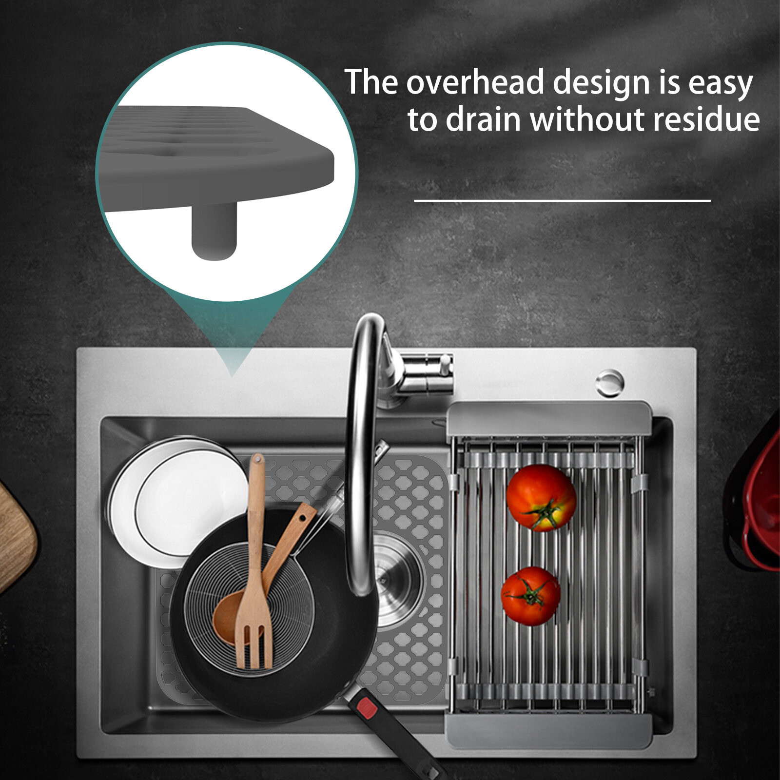 Silicone Kitchen Sink Protector Mat Folding Heat Non Slip Kitchen Sink