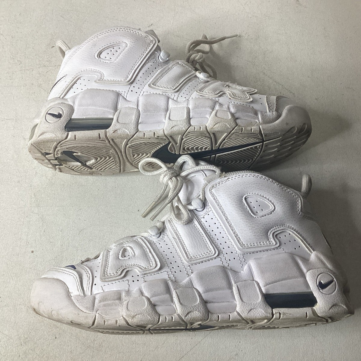 Nike Air More Uptempo White Midnight Navy GS | eBay
