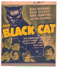 THE BLACK CAT MOVIE POSTER BELA LUGOSI Original 1941 WINDOW CARD Trimmed  AS IS