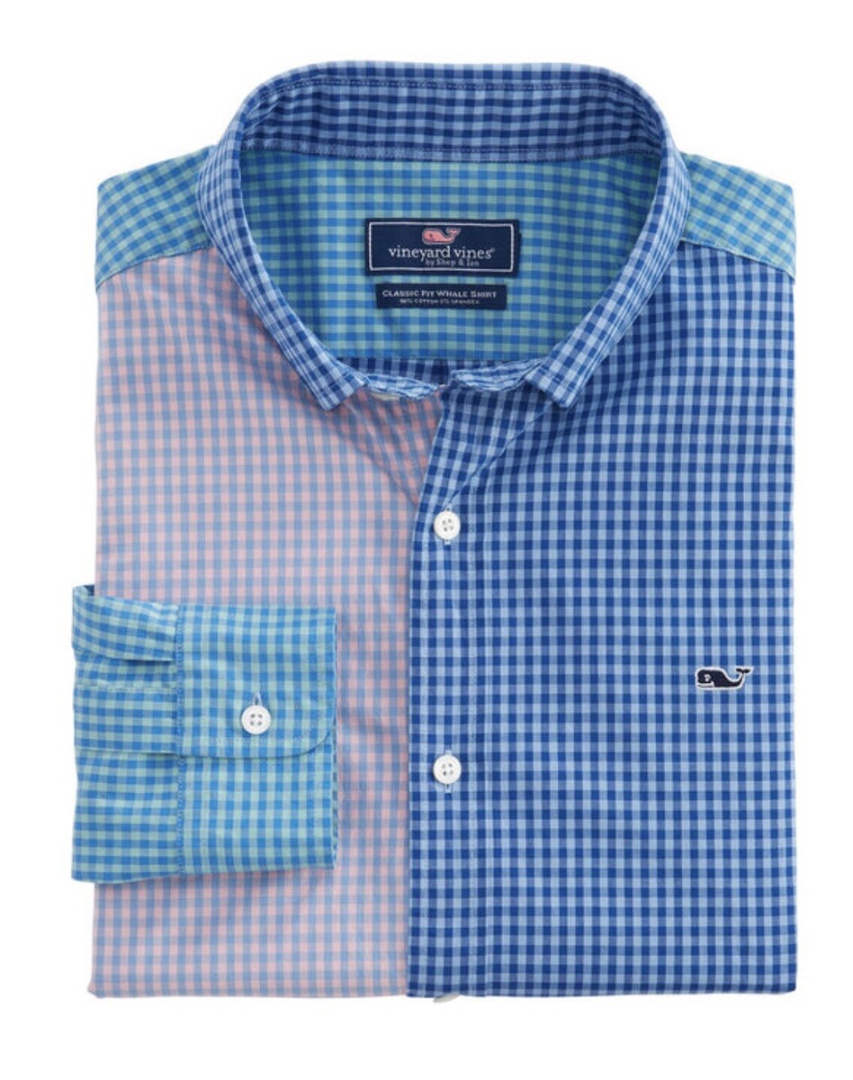 Vineyard Vines Men's Classic Fit Whale Shirt Gingham Plaid Color