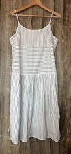 Madewell Dress Tiered Cotton Beachy Vacay Preppy Striped Coastal Pockets Sz 12