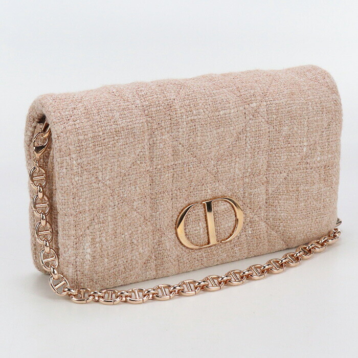 AUTH CHRISTIAN DIOR CARO CHAIN SHOULDER BAG COTTON PINK LADIES F/S