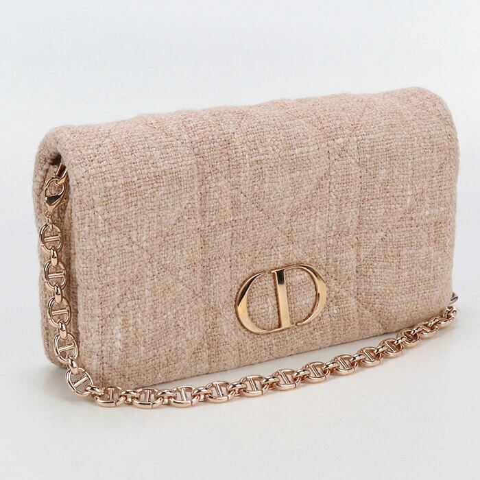 SAC BANDOULIÈRE AUTHENTIQUE CHRISTIAN DIOR CARO CHAÎNE COTON ROSE FEMME F/S