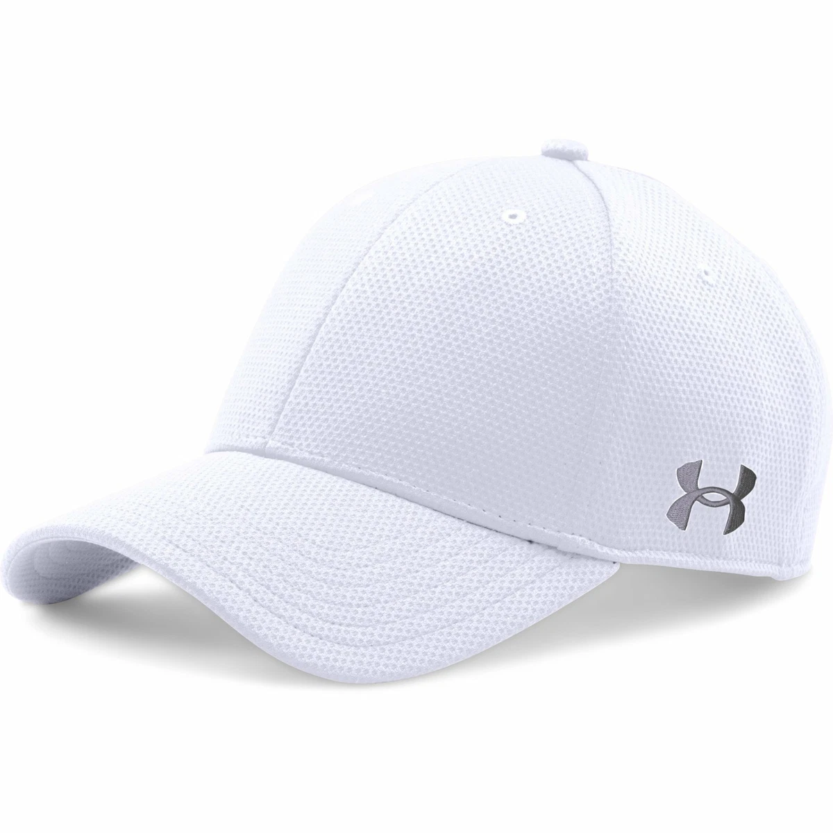 Under Armour Men s Curved Brim Stretch Fit Hat White MD LG Cap