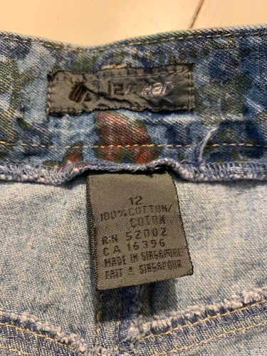 Vintage Lizwear Denim Mom Jeans Blue Floral Paisley Size 12 High Waist Pleated - Picture 7 of 9