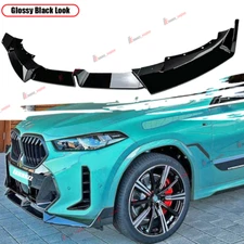For 2023-25 BMW X6 G06 M Sport LCI MP Style Gloss Black Front Bumper Lip Spoiler