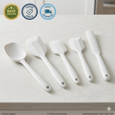 5PC Khaki Silicone Spatula Set BPA Free Heat Resistant Kitchen Utensils