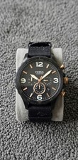 Fossil JR1494 Nate Chronograph Men's Watch Black IP Navy Dial 50mm