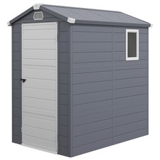 Outsunny 4 x 6ft Garden Shed Storage w/ Foundation Kit, Vents, Grey