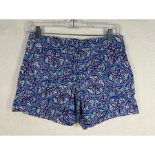 Vineyard Vines Shorts Womens 00 Blue Excellent Medallion Print Cotton Stretch