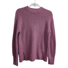 Lululemon Sweater Womens 2 Dust Purple Merino Wool Blend Ribbed Crewneck Outdoor