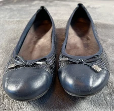 Vionic Shoes Womens 7 Navy Blue Spark Minna Ballet Flats Snake Print