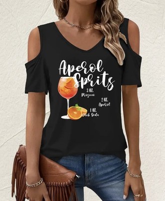 T-SHIRT COLD SHOULDER TANKTOP APEROL SPRITZ PRINT *L*HEMD SHIRT BLUSE DAMEN TOP