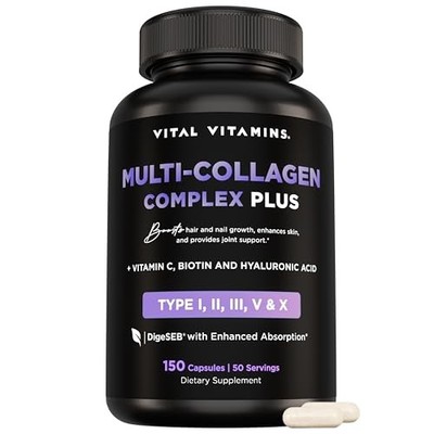 Vital Vitamins Multi Collagen Complex Plus - with Biotin, Hyaluronic Acid, Vi...