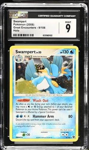 CGC 9 MINT Swampert 9/106 Holo Great Encounters Pokemon Card