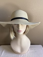 Beige Wide Brim Straw Sun Hat Fashion Derby Church New