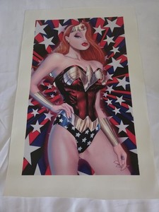 Jessica Rabbit Dressed as Wonder Woman on Light Canvas