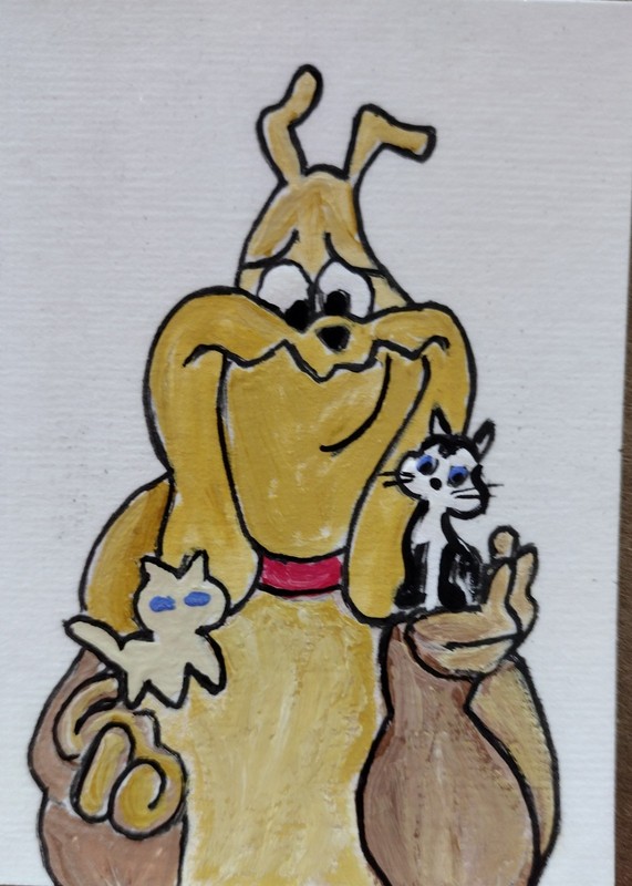 3.5"X2.5 Artist Trading Card Marc Antony &Pussyfoot  HAND PAINTED ACRYLIC 