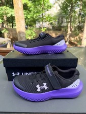 Under Armour UA GPS Surge 4 AC Girl's NEW Running Shoes Black US Size 1.5Y NIB