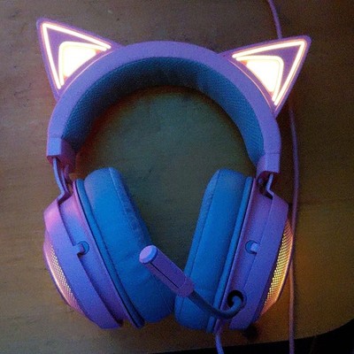 Razer Kraken Kitty Edition Pink/Gray USB Gaming Headset Boom Mic Surround
