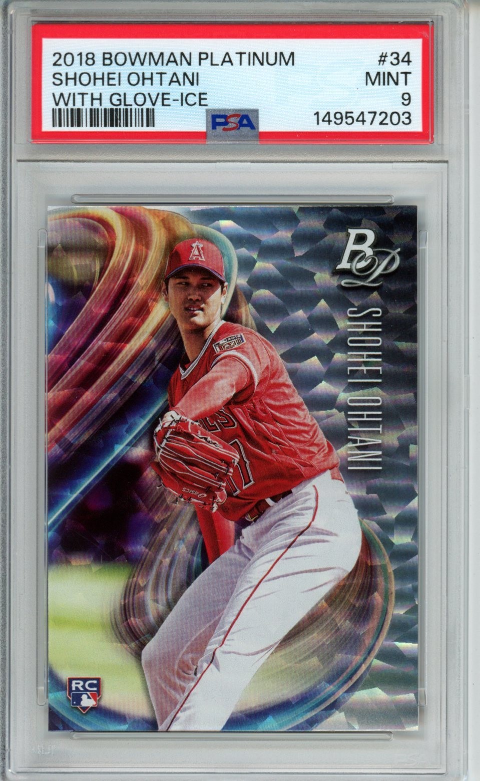 2018 Bowman Platinum With Glove Ice #34 Shohei Ohtani Rookie (RC) PSA 9 Mint