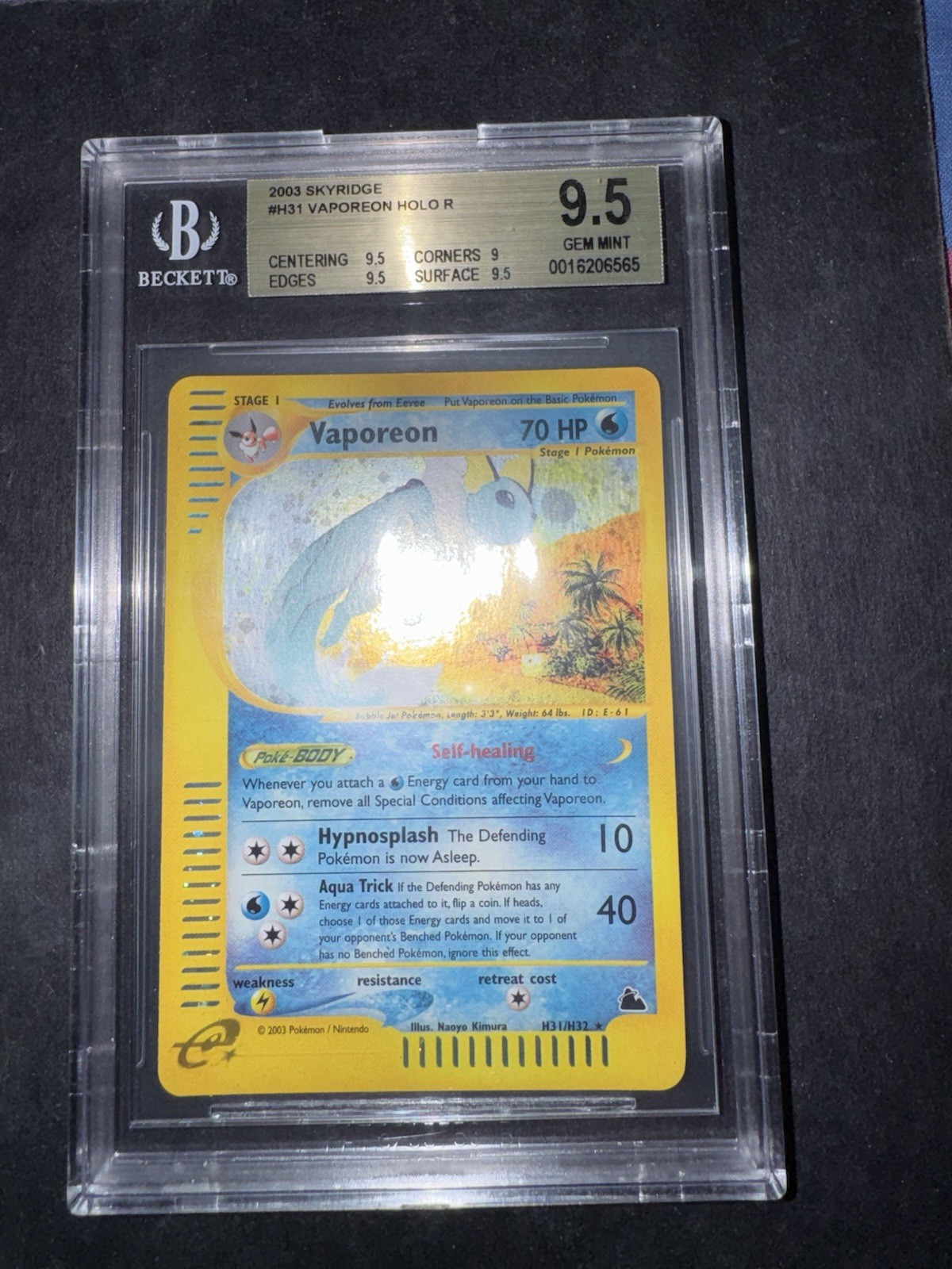 Pokemon Vaporeon H31/H32 Skyridge Holo ENG BGS 9.5 GEM MINT 2003 WOTC
