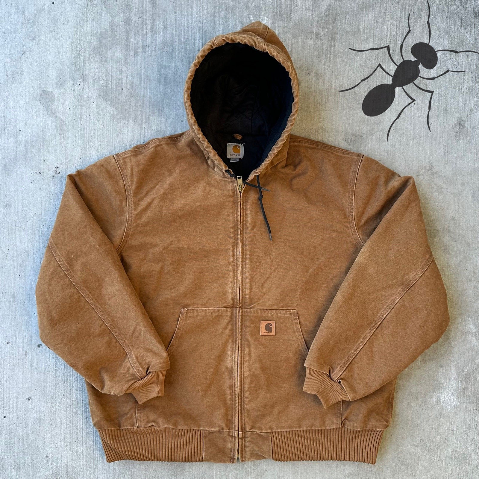 Vintage Y2K Carhartt J130 brown hooded work wear jacket