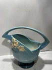 Vtg Roseville Pottery Wincraft Basket 1940s 208-8 Art Nouveau USA Turquoise S