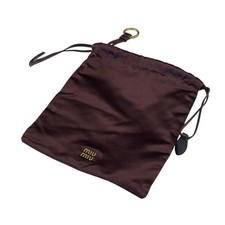 Miu Miu Satin Brown Drawstring Pouch Bag 5NG010 Logo Women Auth
