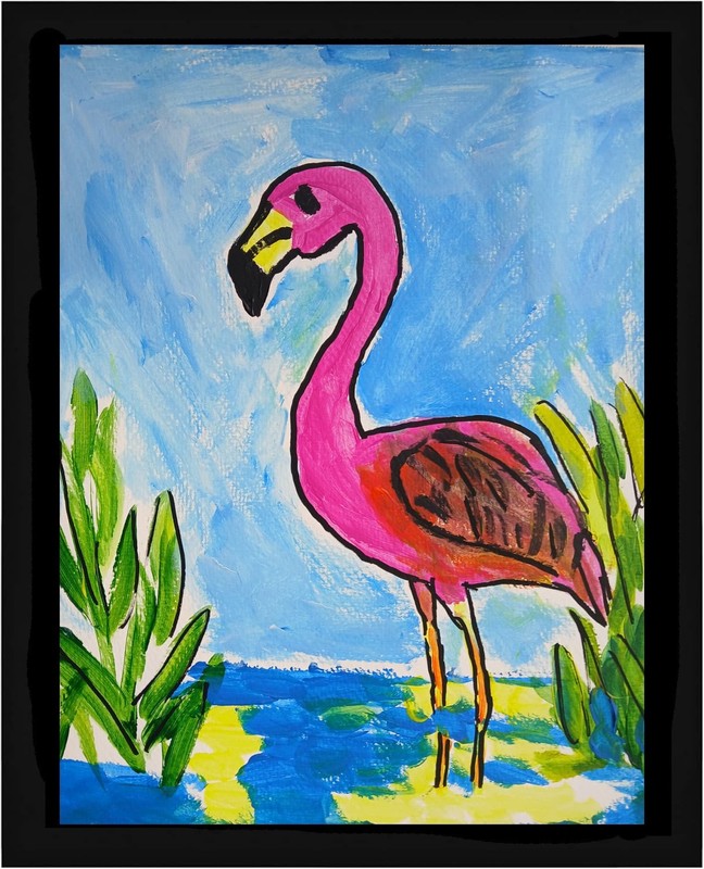 Abstract/Expressionism Flamingo 11x14  One -One of a Kind Street Art Painting