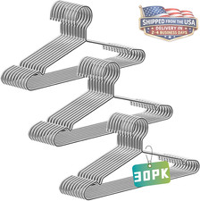 Wire Hangers 30 Pack, Heavy Duty, Space Saving, Stainless Steel, Silver, 16.5Inc