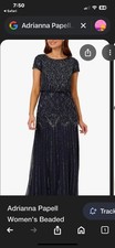 For sale: Adrianna Papell navy Long dress (8P), worn once And Not Altered.