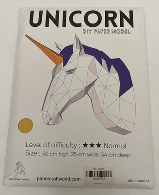 Einhorn Kopf || DIY Papiermodell Papercraft World || Neu ungemacht 50x25x54cms