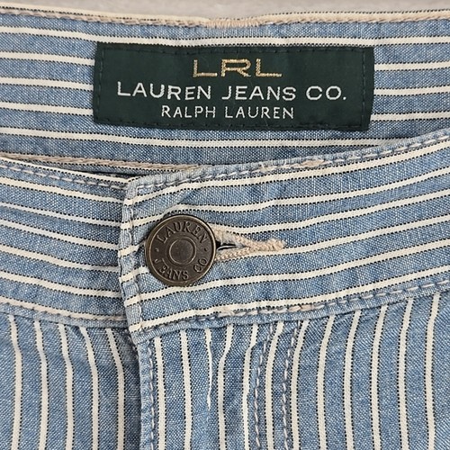 Ralph Lauren Hose weites Bein Damen Gr. 12 blau Chambray mittelhoher Bund modern klassisch - Bild 7 von 12