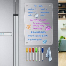 8x12 Acrylic Magnetic Dry Erase Calendar Board for Fridge with Markers